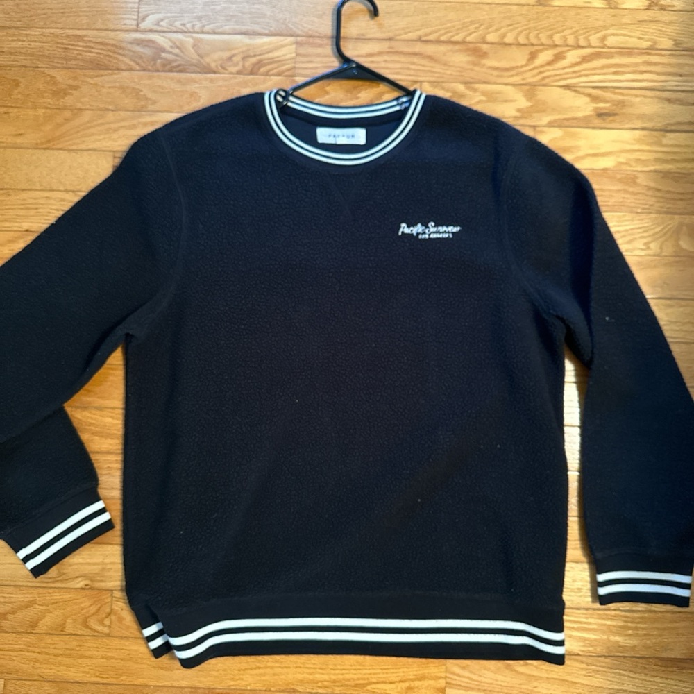 PacSun Black Crewneck Sweater with White Stripes